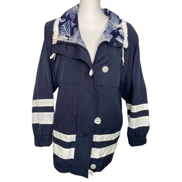 Mulberry Street Size S White/Blue Lightweight Jacket Vintage nautical look - Picture 1 of 15
